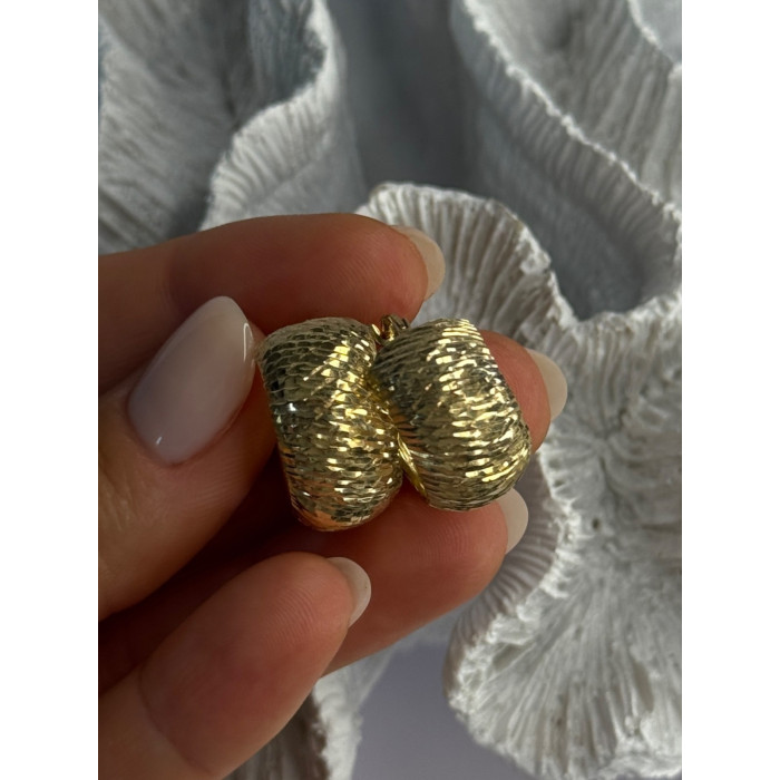 Aesthetic Italy 925 Sterling Silver Gold Plated Earrings Length 0.80 Inch