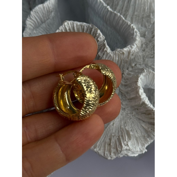 Aesthetic Italy 925 Sterling Silver Gold Plated Earrings Length 0.80 Inch