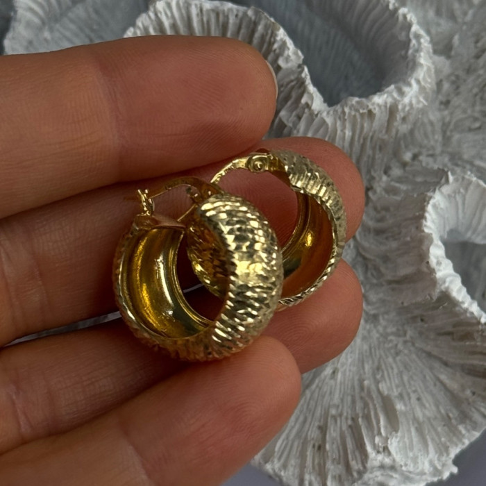 Aesthetic Italy 925 Sterling Silver Gold Plated Earrings Length 0.80 Inch