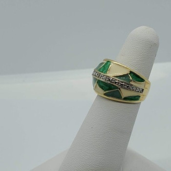 925 Sterling Silver Diamond Clear Ring Size 5