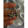 925 Sterling Silver Green Amber & Pearl Cross Earrings Length 1.50 Inch