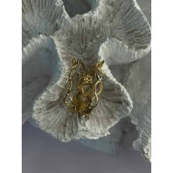 925 Sterling Silver Gold Plated White Topaz Earrings Length 0.90 Inch