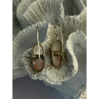 925 Sterling Silver Abalone & Marcasite Earrings Length 1.25 Inch