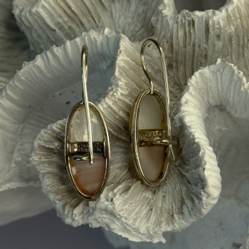 925 Sterling Silver Abalone & Marcasite Earrings Length 1.25 Inch