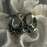 Vintage 925 Sterling Silver Onyx & Turquoise Earrings Length 1.90 Inch