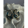 Vintage 925 Sterling Silver Onyx & Turquoise Earrings Length 1.90 Inch