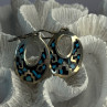 Vintage 925 Sterling Silver Onyx & Turquoise Earrings Length 1.90 Inch