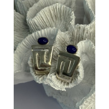 925 Sterling Silver Sodalite Earrings Length 1.05 Inch