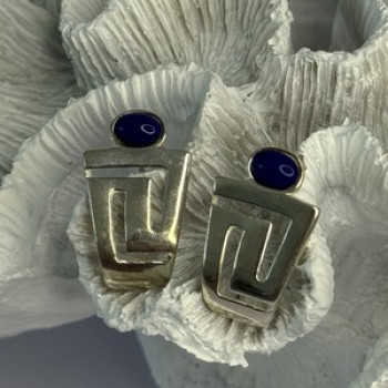 925 Sterling Silver Sodalite Earrings Length 1.05 Inch