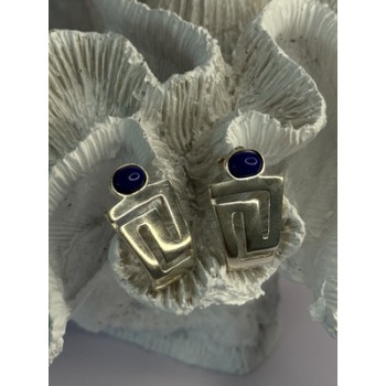 925 Sterling Silver Sodalite Earrings Length 1.05 Inch