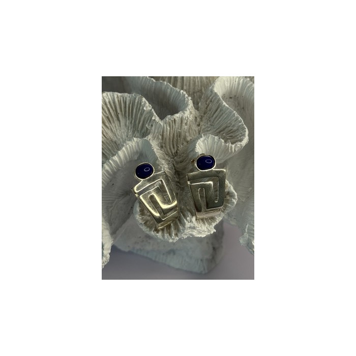 925 Sterling Silver Sodalite Earrings Length 1.05 Inch