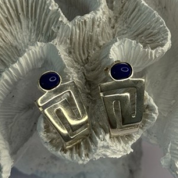 925 Sterling Silver Sodalite Earrings Length 1.05 Inch