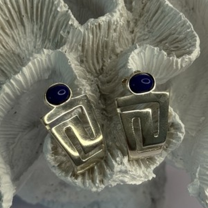 925 Sterling Silver Sodalite Earrings Length 1.05 Inch