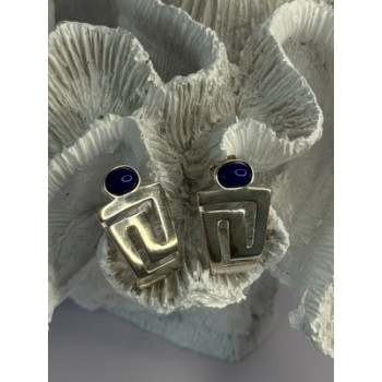 925 Sterling Silver Sodalite Earrings Length 1.05 Inch