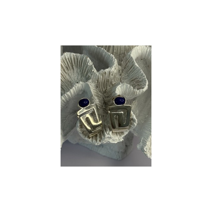 925 Sterling Silver Sodalite Earrings Length 1.05 Inch