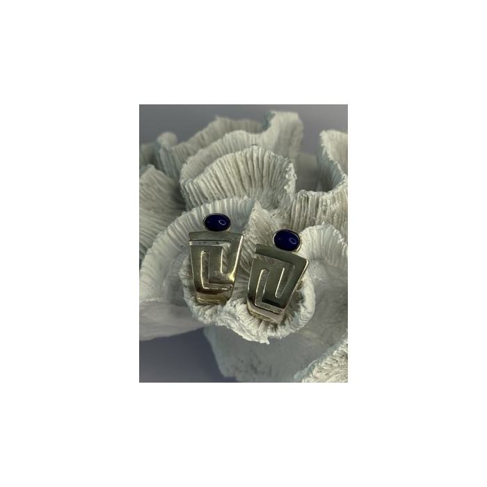 925 Sterling Silver Sodalite Earrings Length 1.05 Inch