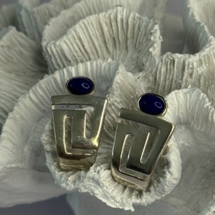 925 Sterling Silver Sodalite Earrings Length 1.05 Inch