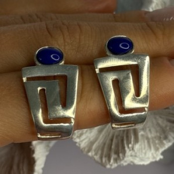 925 Sterling Silver Sodalite Earrings Length 1.05 Inch