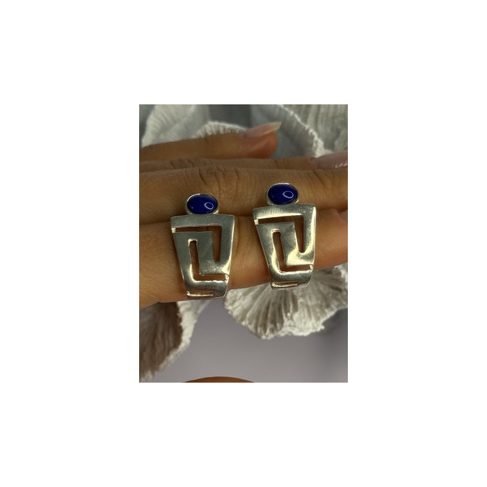 925 Sterling Silver Sodalite Earrings Length 1.05 Inch