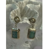 Vintage Beautiful 925 Sterling Silver Jade Earrings Length 1.20 Inch