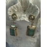 Vintage Beautiful 925 Sterling Silver Jade Earrings Length 1.20 Inch