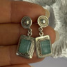 Vintage Beautiful 925 Sterling Silver Jade Earrings Length 1.20 Inch