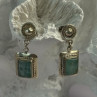 Vintage Beautiful 925 Sterling Silver Jade Earrings Length 1.20 Inch