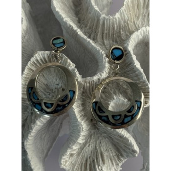 Vintage 925 Sterling Silver Turquoise Earrings Length 1.80 Inch