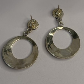 Vintage 925 Sterling Silver Turquoise Earrings Length 1.80 Inch