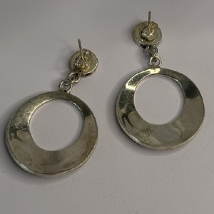 Vintage 925 Sterling Silver Turquoise Earrings Length 1.80 Inch
