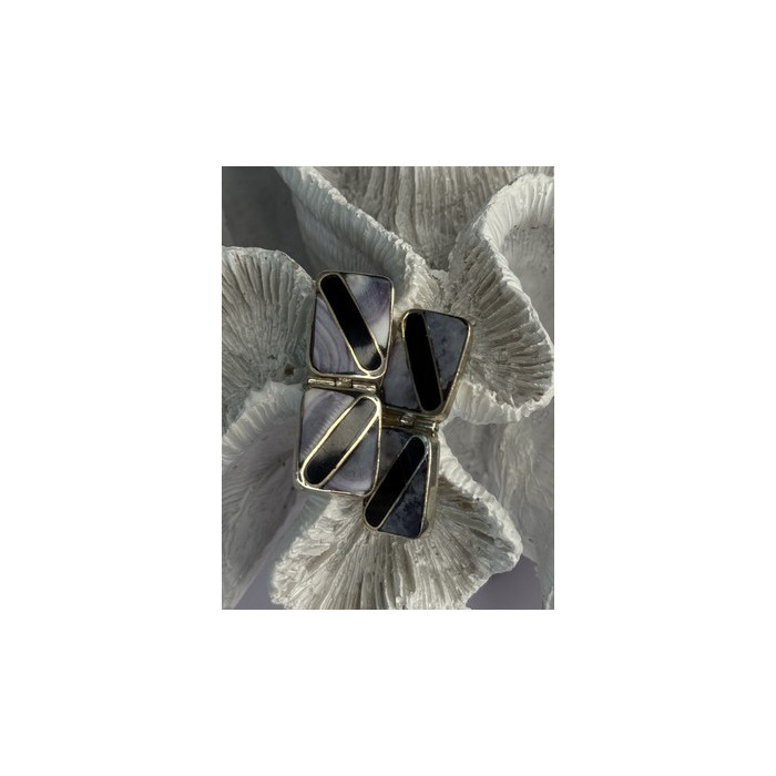 Vintage 925 Sterling Silver Agate & Onyx Earrings Length 1.50 Inch