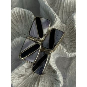 Vintage 925 Sterling Silver Agate & Onyx Earrings Length 1.50 Inch