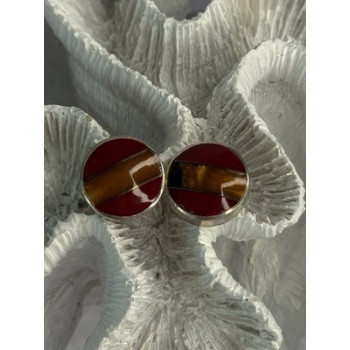 925 Sterling Silver Carnelian Earrings Length 0.70 Inch