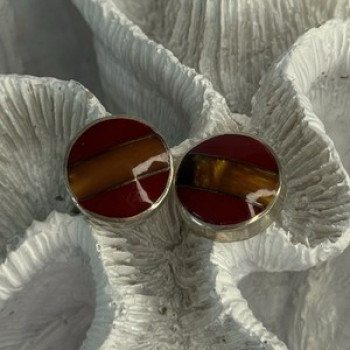 925 Sterling Silver Carnelian Earrings Length 0.70 Inch