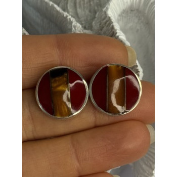 925 Sterling Silver Carnelian Earrings Length 0.70 Inch