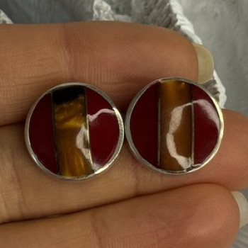 925 Sterling Silver Carnelian Earrings Length 0.70 Inch