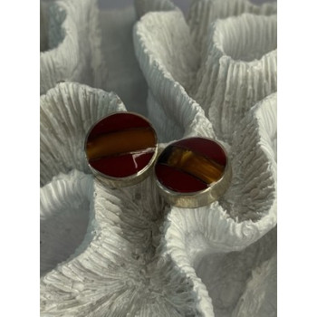 925 Sterling Silver Carnelian Earrings Length 0.70 Inch