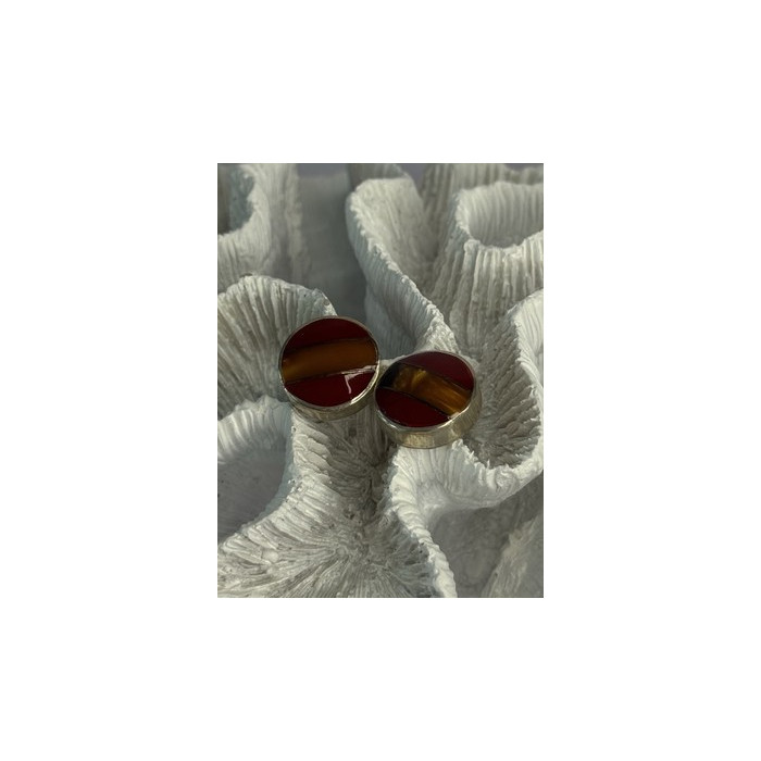 925 Sterling Silver Carnelian Earrings Length 0.70 Inch