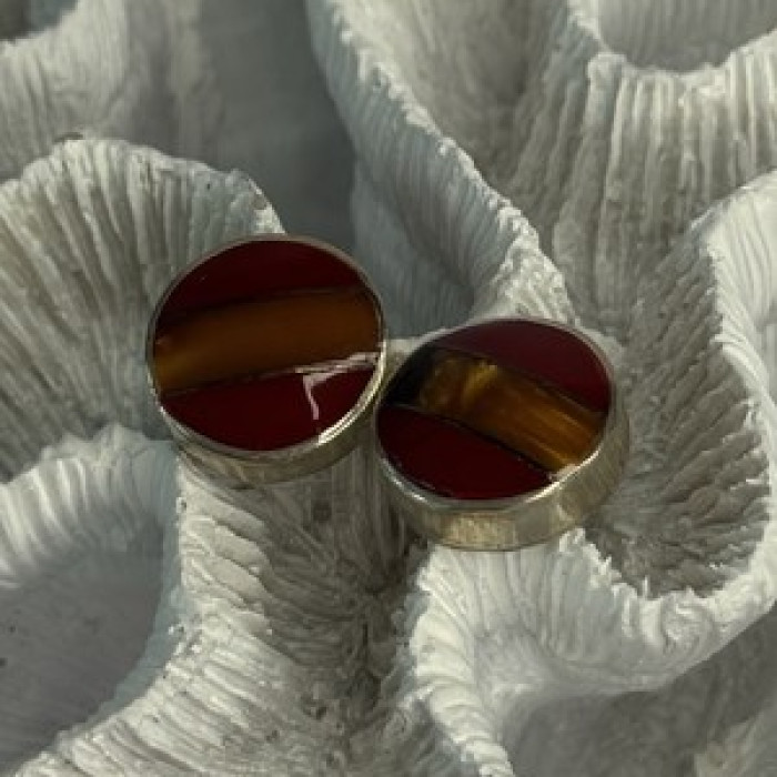925 Sterling Silver Carnelian Earrings Length 0.70 Inch