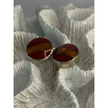 925 Sterling Silver Carnelian Earrings Length 0.70 Inch