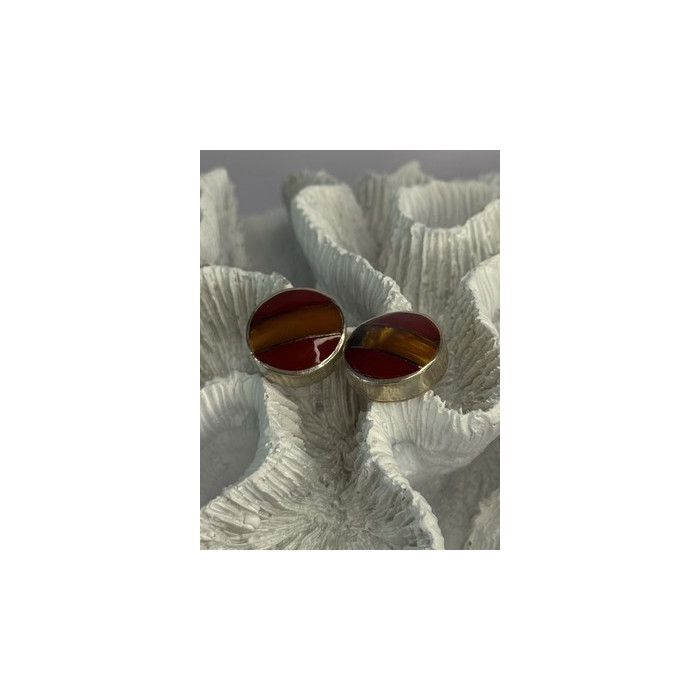 925 Sterling Silver Carnelian Earrings Length 0.70 Inch