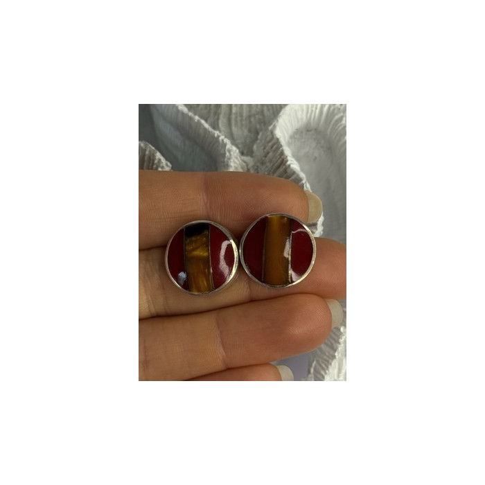 925 Sterling Silver Carnelian Earrings Length 0.70 Inch