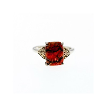 Vintage 925 Sterling Silver Jasper Ring Size 6.5