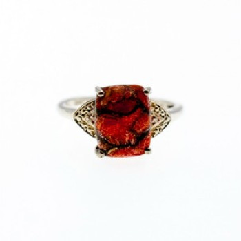 Vintage 925 Sterling Silver Jasper Ring Size 6.5