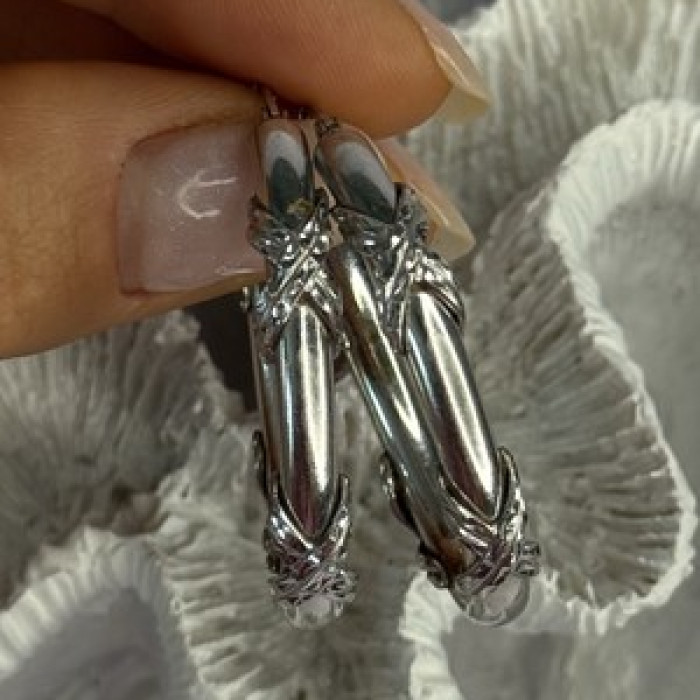 Classy 925 Sterling Silver Earrings Length 1.60 Inch
