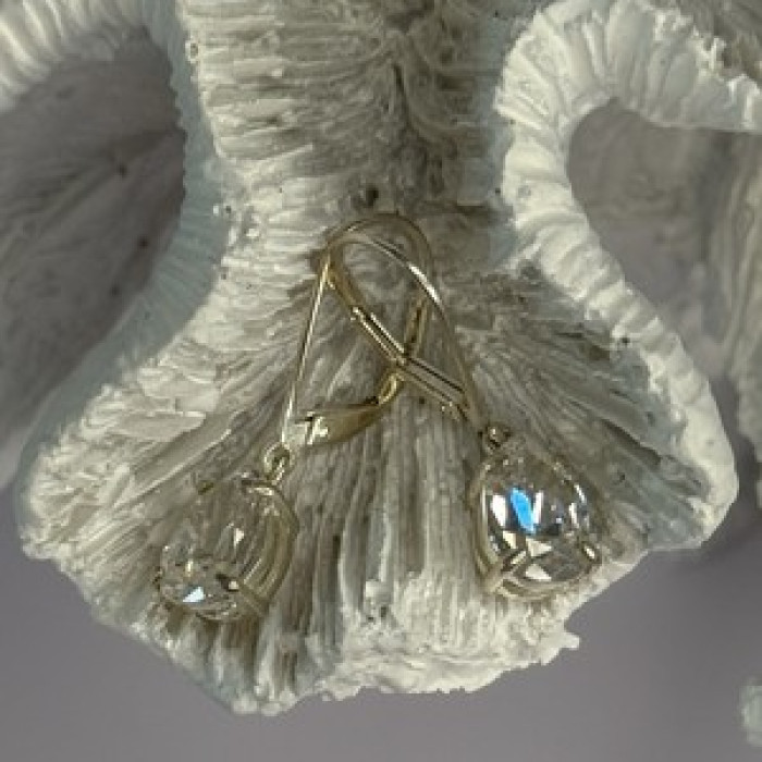 Shiny 925 Sterling Silver CZ Earrings Length 1 Inch