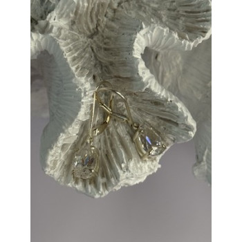 Shiny 925 Sterling Silver CZ Earrings Length 1 Inch