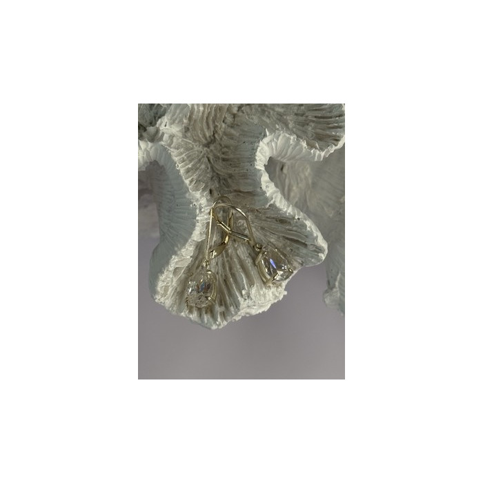 Shiny 925 Sterling Silver CZ Earrings Length 1 Inch