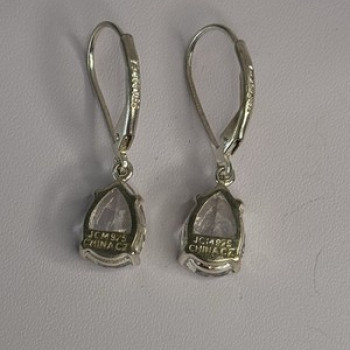 Shiny 925 Sterling Silver CZ Earrings Length 1 Inch
