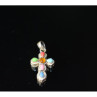 925 Sterling Silver Multicolor Agate Cross Pendant